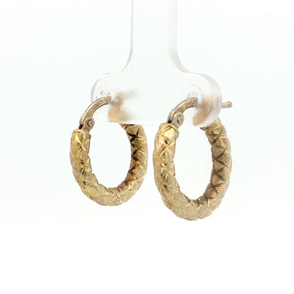 17mm Woven Texture Hoop Earrings 14k Yellow Gold