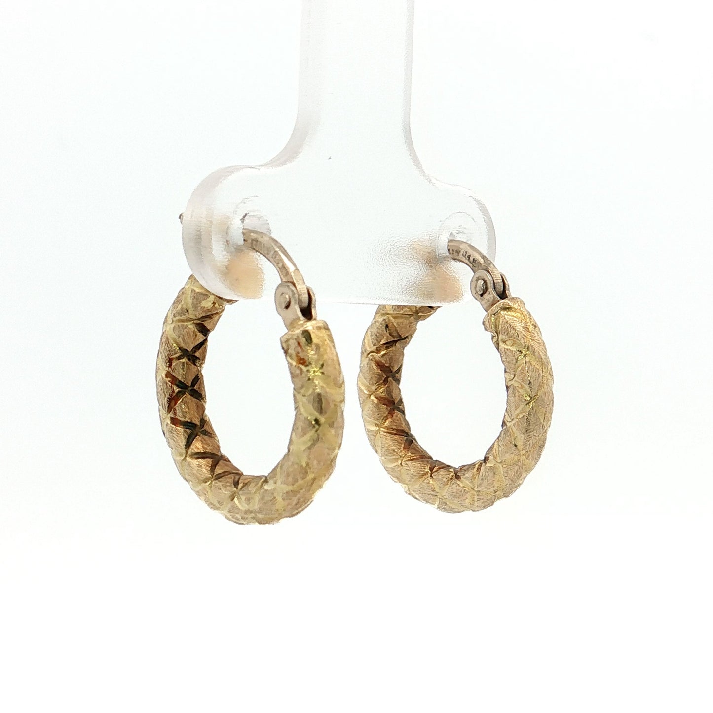17mm Woven Texture Hoop Earrings 14k Yellow Gold