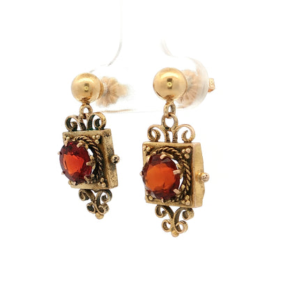 3.18 Antique Victorian Garnet Drop Earrings 14k