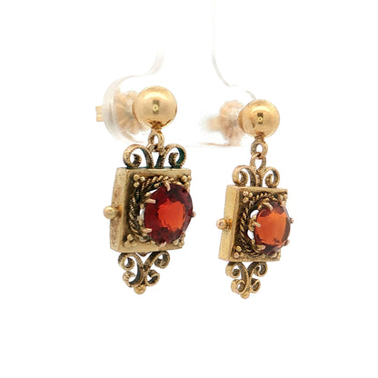 3.18 Antique Victorian Garnet Drop Earrings 14k