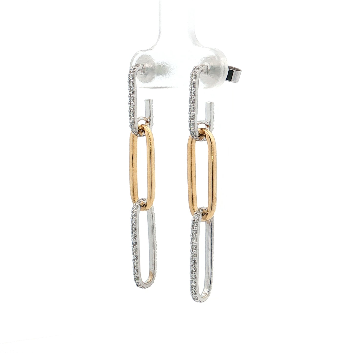 .90 Diamond Paperclip Link Earrings 18k
