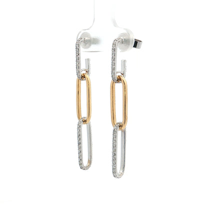 .90 Diamond Paperclip Link Earrings 18k