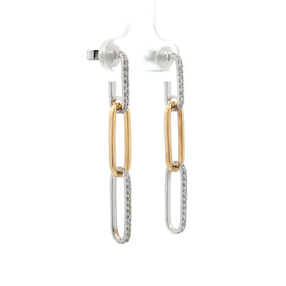 .90 Diamond Paperclip Link Earrings 18k