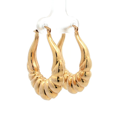Bubble Scalloped Hoop Earrings 9k Yellow Gold