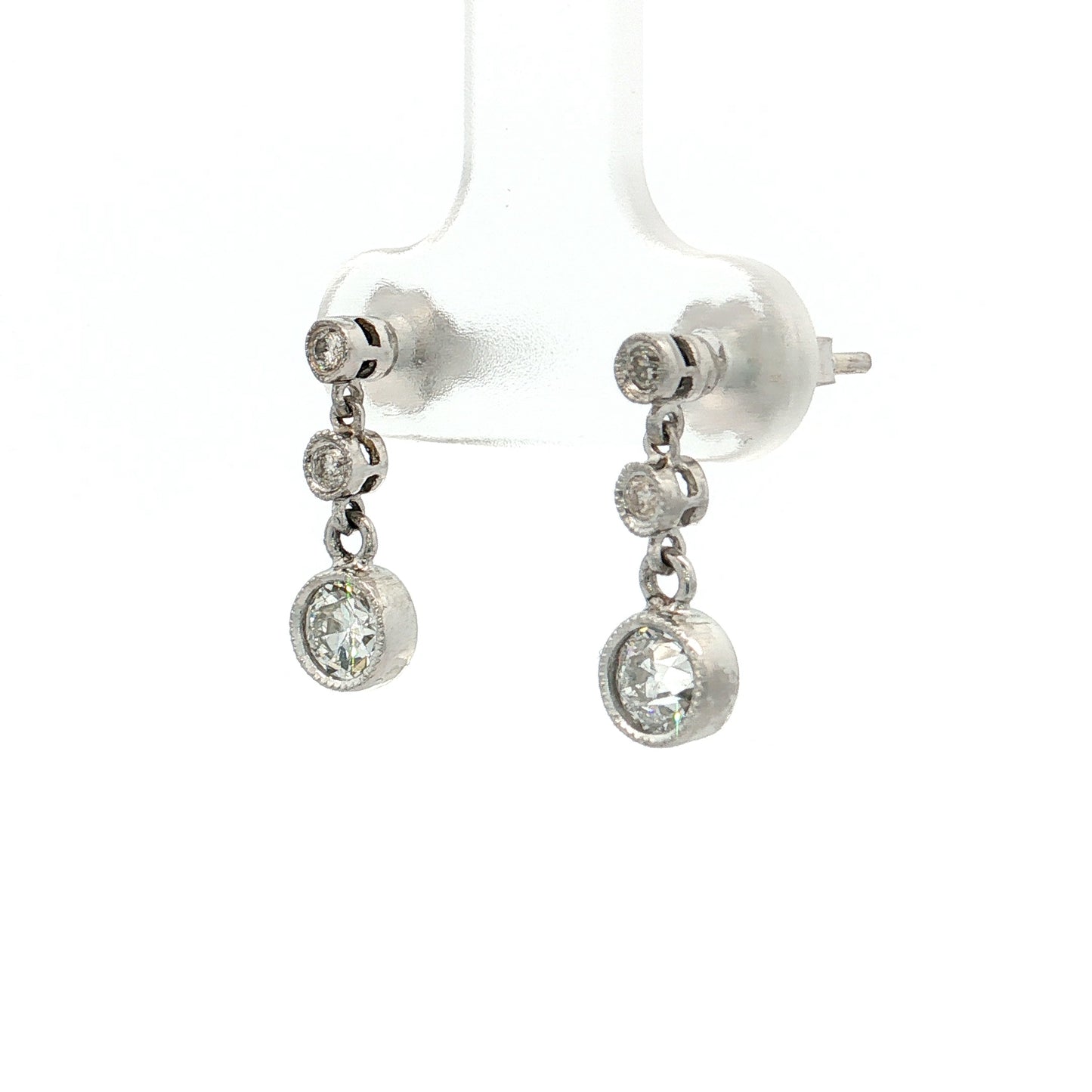 .72 Old European Diamond Drop Earrings 18k