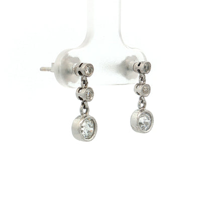 .72 Old European Diamond Drop Earrings 18k