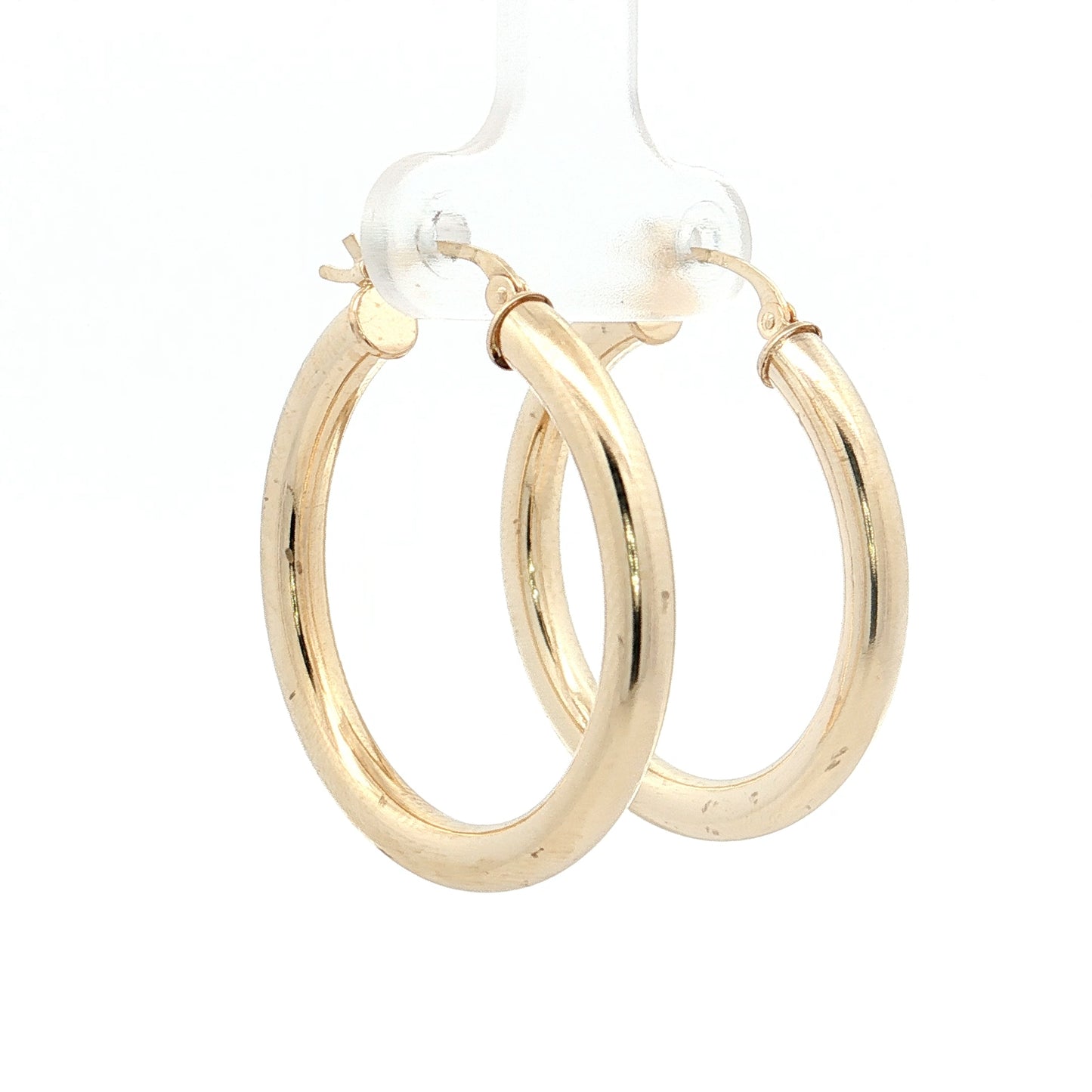 1" Hollow Tube Hoop Earrings 14k Yellow Gold