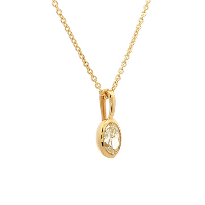 1.02 Oval Diamond Pendant Necklace in 18k Yellow Gold