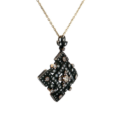 .19 Antique Inspired Old Euro Diamond Pendant Necklace 14k