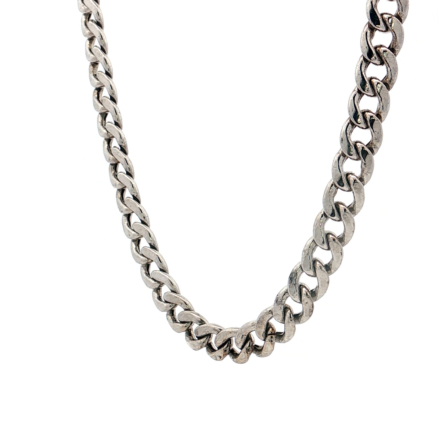 22" Mens Curb Link Chain Necklace 10k White Gold