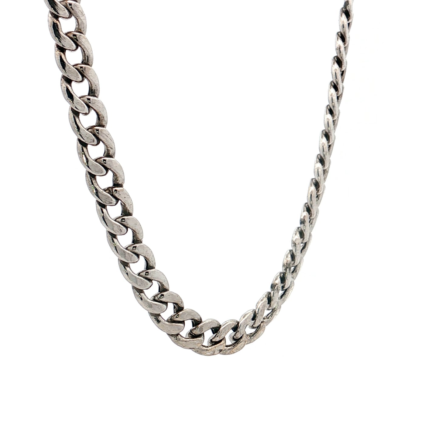 22" Mens Curb Link Chain Necklace 10k White Gold