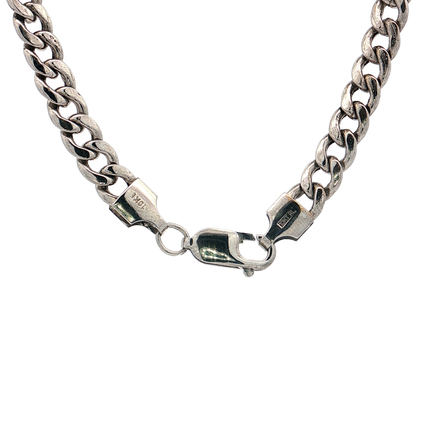 22" Mens Curb Link Chain Necklace 10k White Gold