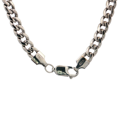22" Mens Curb Link Chain Necklace 10k White Gold