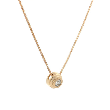 .25 Bezel Diamond Pendant Necklace 14k Yellow Gold