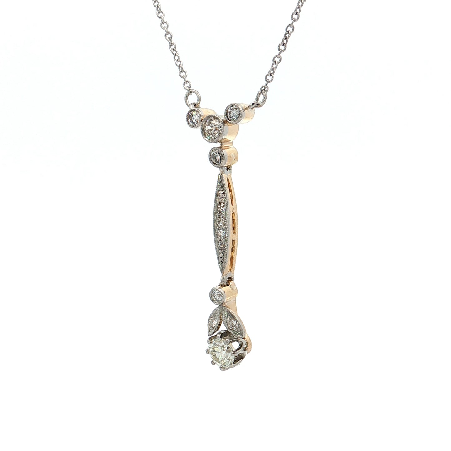 .64 Antique Edwardian Pendant Necklace Platinum/14k