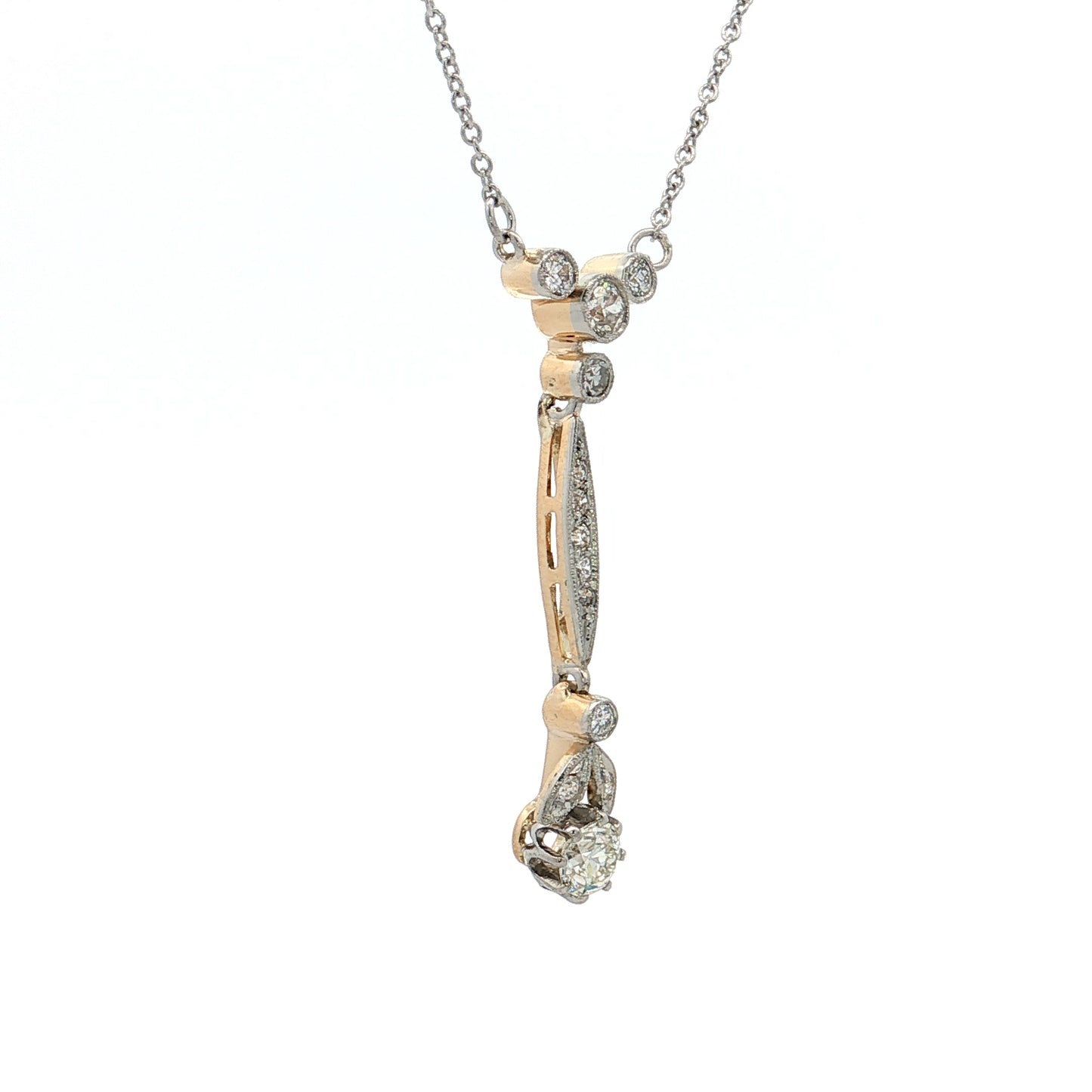 .64 Antique Edwardian Pendant Necklace Platinum/14k