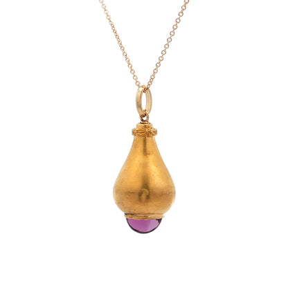 3.37 Antique Victorian Amethyst Pendant Necklace 14k