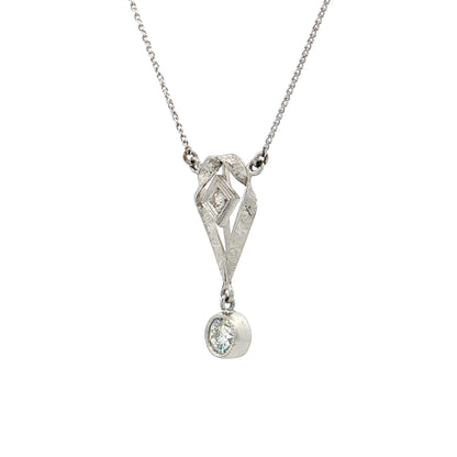 .39 Vintage Art Deco Geometric Pendant Necklace 14k