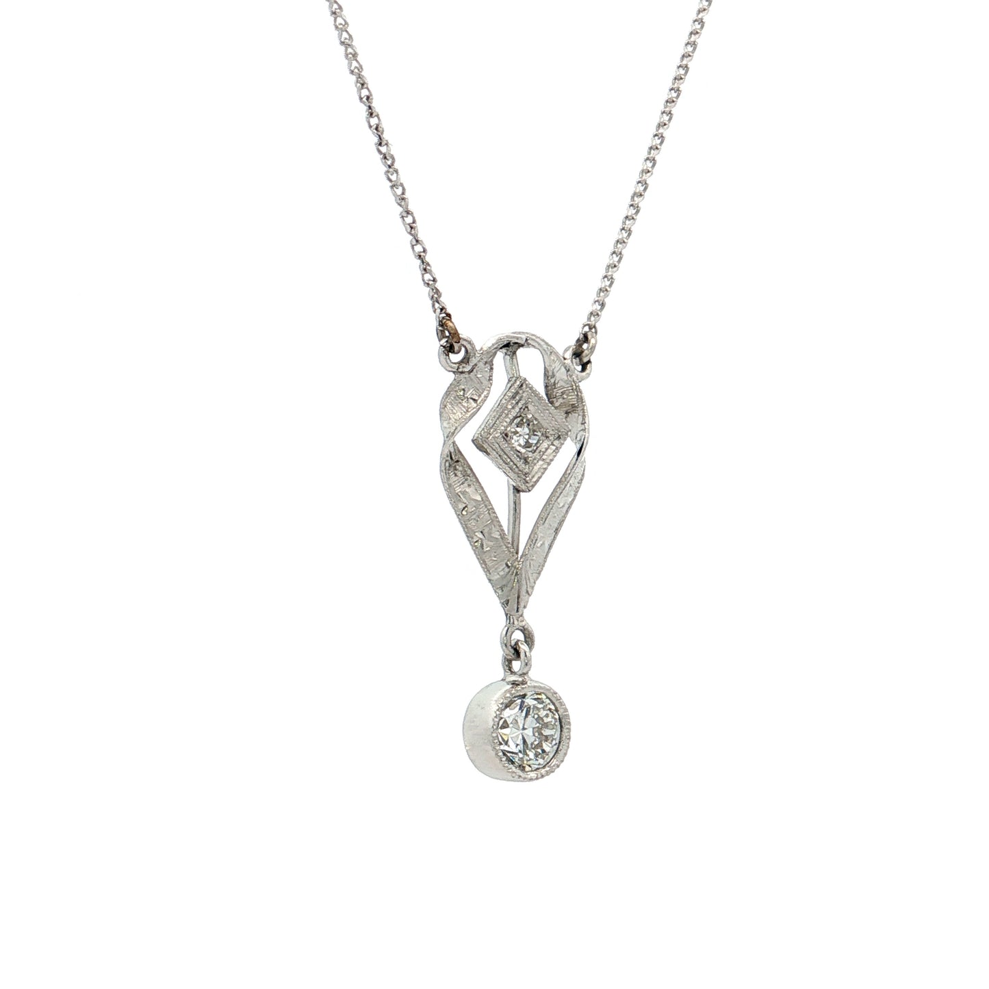 .39 Vintage Art Deco Geometric Pendant Necklace 14k