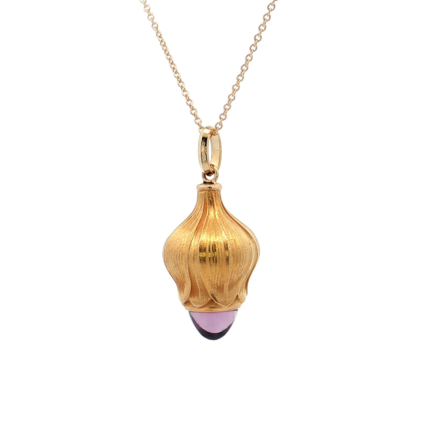 2.48 Art Nouveau Amethyst Pendant Necklace 14k