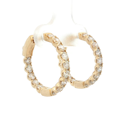 2.50 Round Brilliant Diamond Hoop Earrings 14k