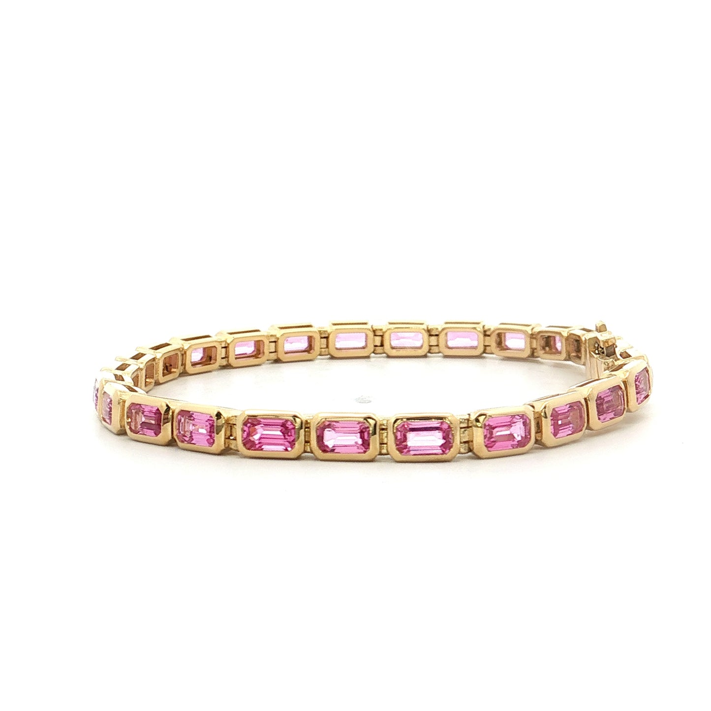 7.71 Emerald Cut Pink Sapphire Tennis Bracelet 18k