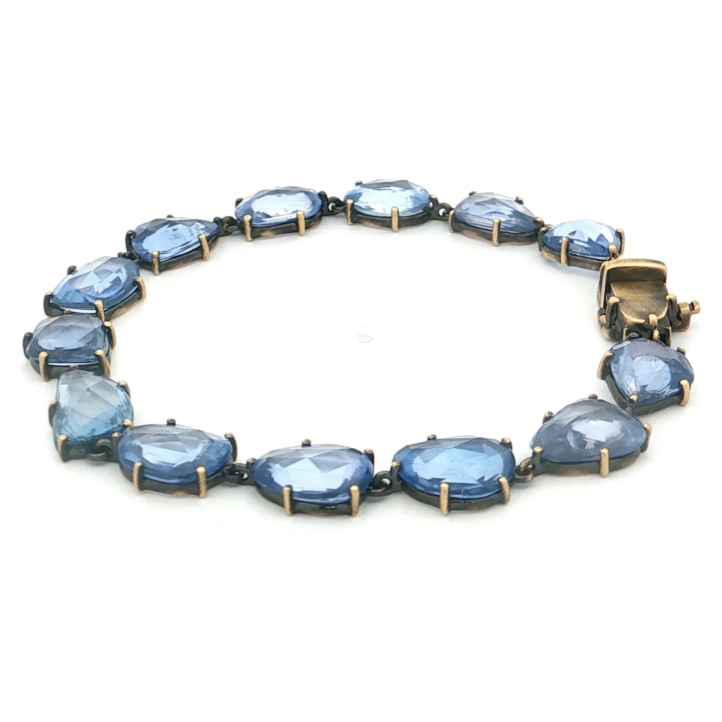 28.42 Rose Cut Sapphire Bracelet 18k Yellow Gold