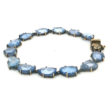 28.42 Rose Cut Sapphire Bracelet 18k Yellow Gold
