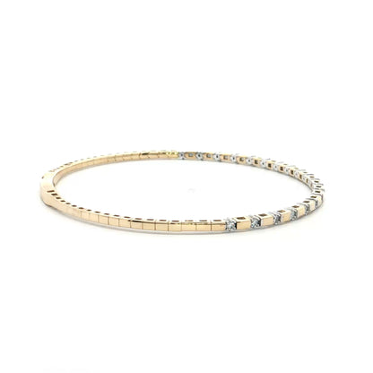.27 Flexible Diamond Bangle Bracelet 14k Yellow Gold