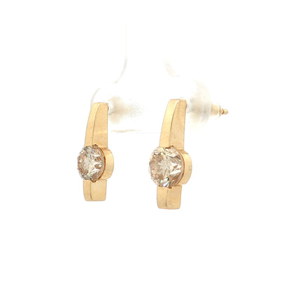 1.86 Diamond Stud Drop Earrings 14k Yellow Gold