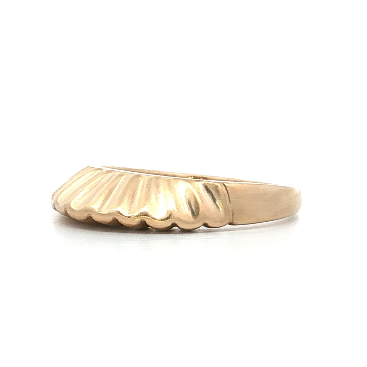 Wavy Scalloped Matte Stacking Ring 14k Yellow Gold