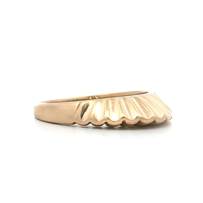 Wavy Scalloped Matte Stacking Ring 14k Yellow Gold