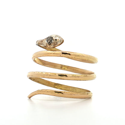 .06 Antique Victorian Diamond Snake Cocktail Ring 18k