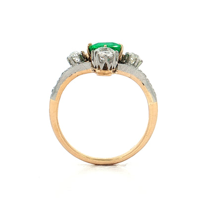 1.30 Edwardian Emerald & Diamond Cocktail Ring Platinum