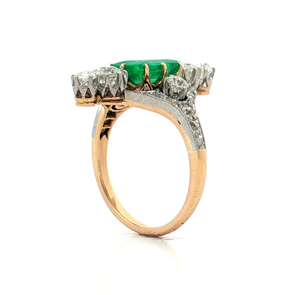 1.30 Edwardian Emerald & Diamond Cocktail Ring Platinum