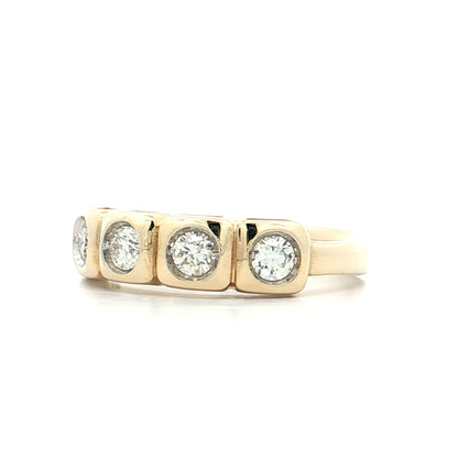 .58 Five Stone Diamond Wedding Band 14k Yellow Gold