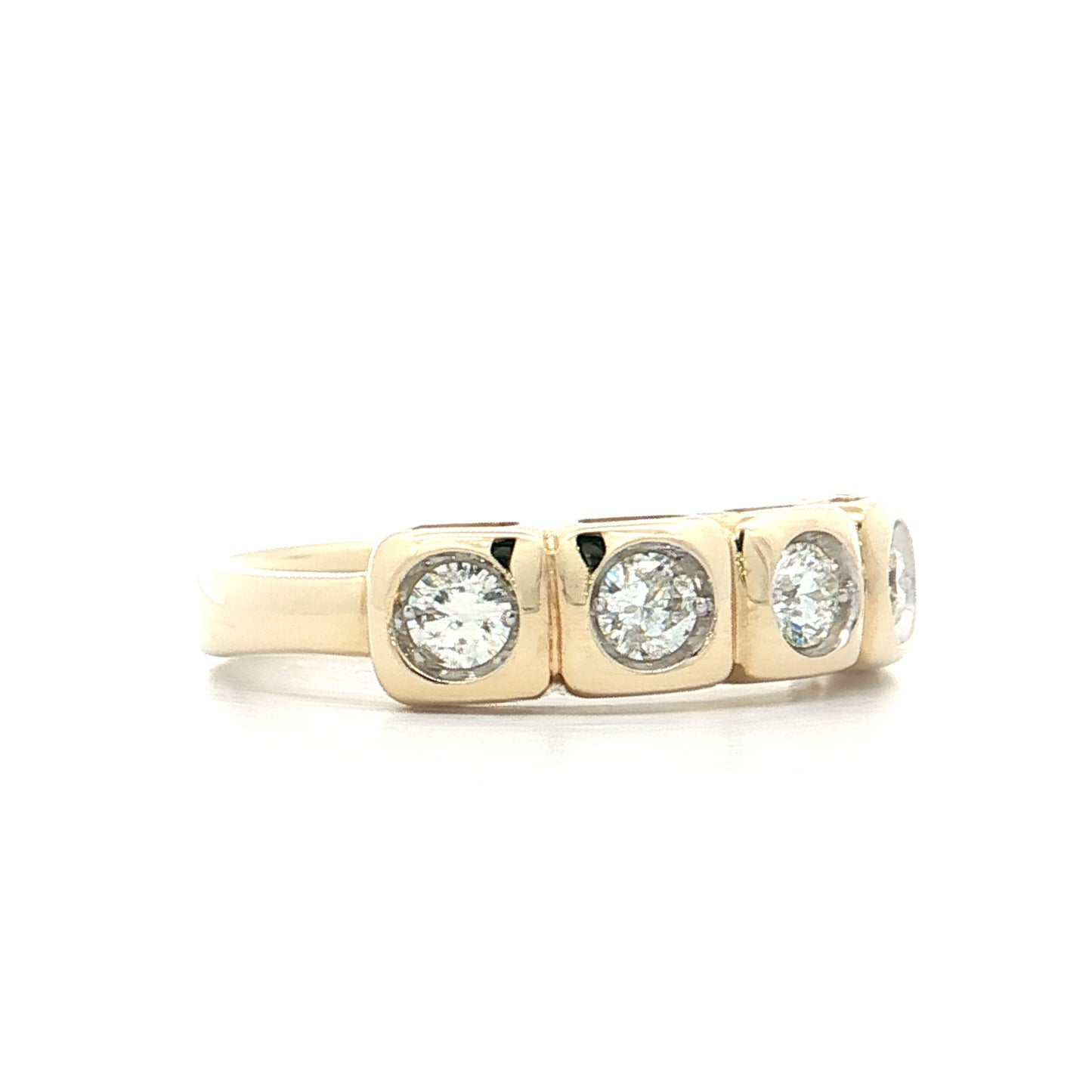 .58 Five Stone Diamond Wedding Band 14k Yellow Gold