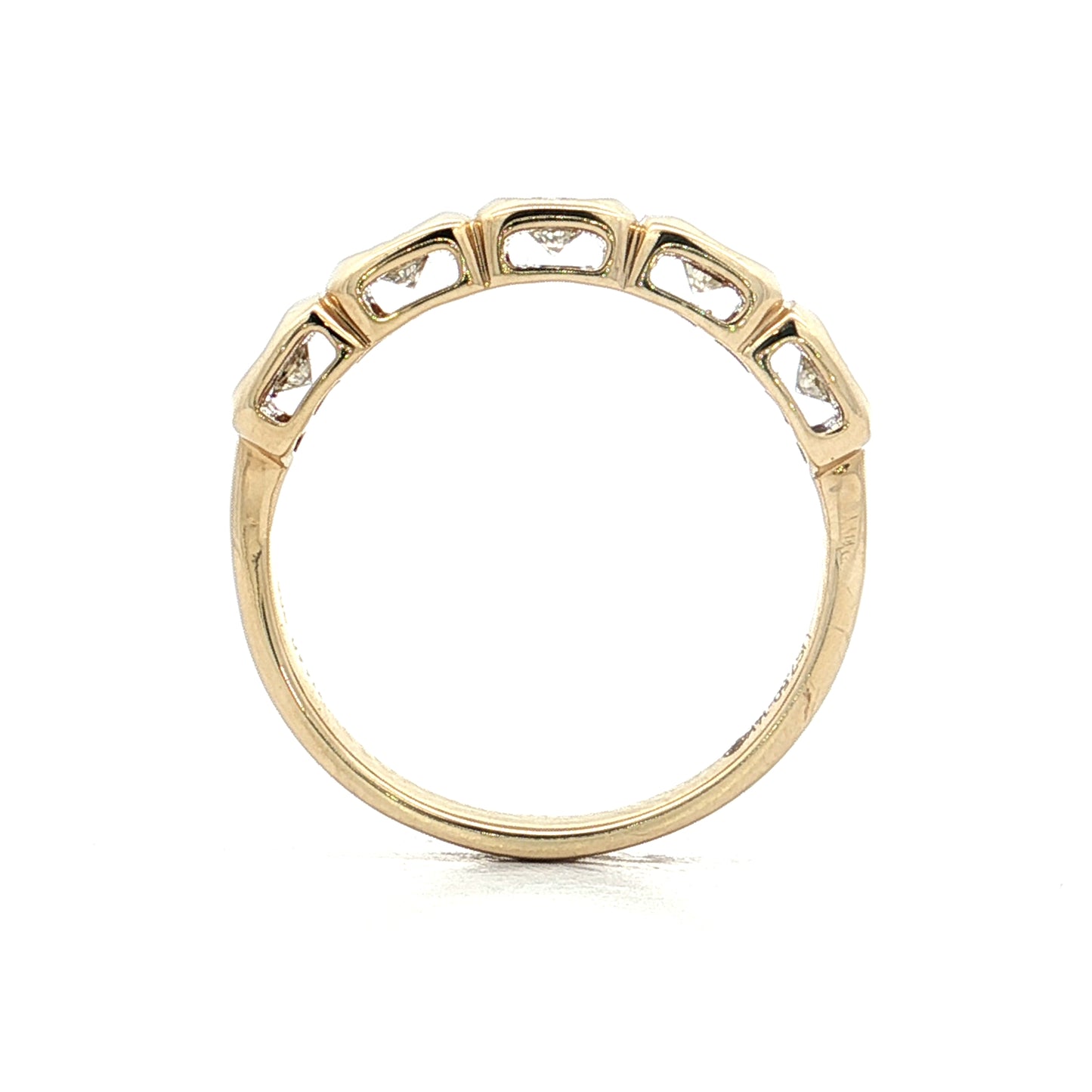 .58 Five Stone Diamond Wedding Band 14k Yellow Gold