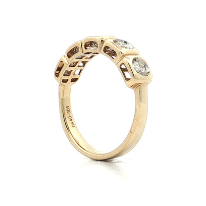.58 Five Stone Diamond Wedding Band 14k Yellow Gold