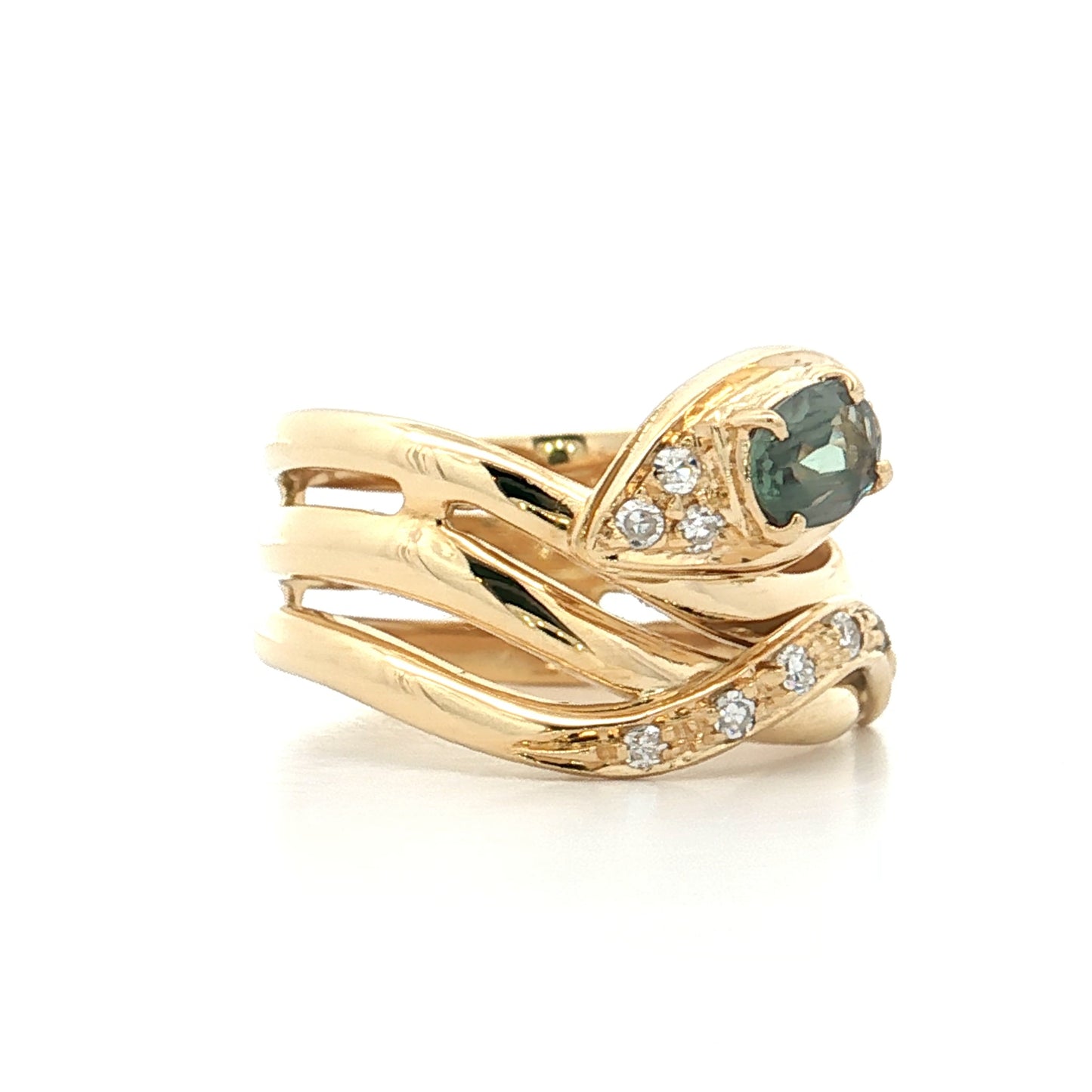 .35 Alexandrite & Diamond Snake Cocktail Ring 18k