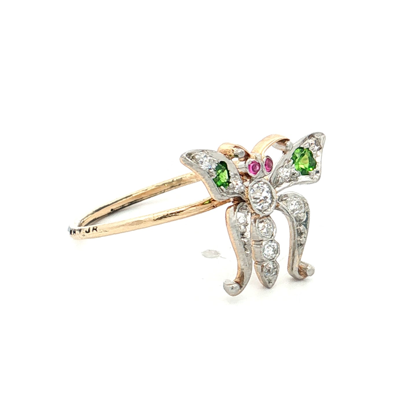 .15 Victorian Gemstone Butterfly Cocktail Ring 14k