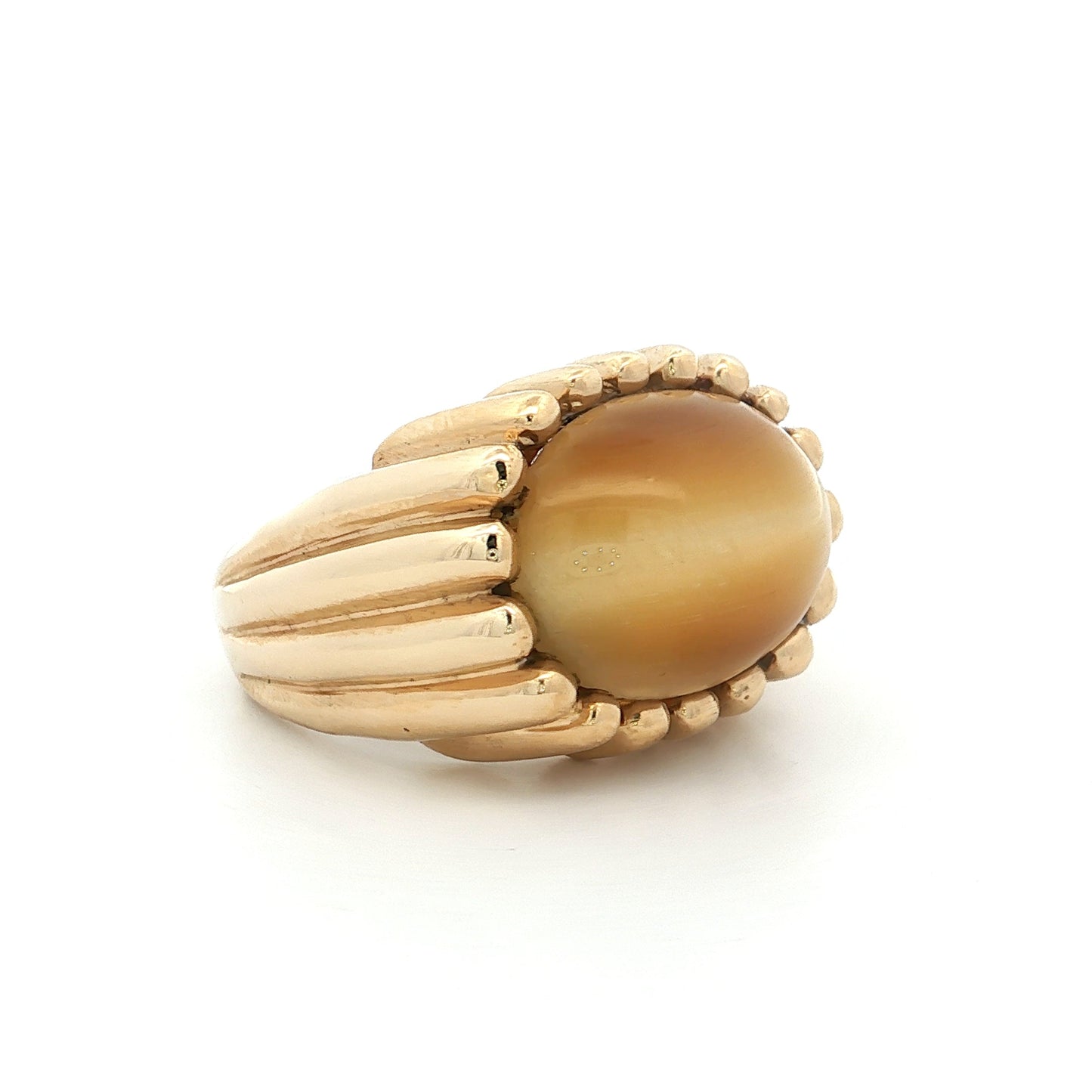 14.81 Vintage Cabochon Cats Eye Cocktail Ring 14k