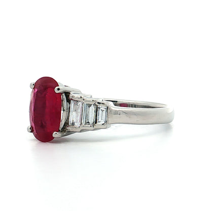 2.03 GIA Burma Ruby Engagement Ring Platinum