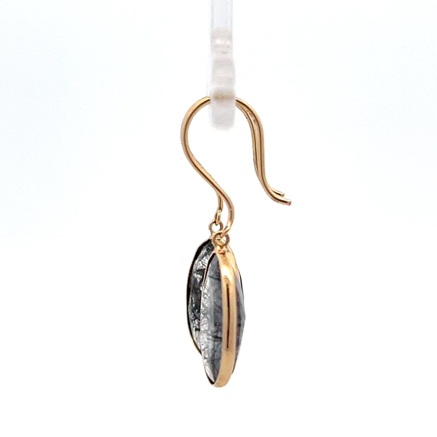 8.20 Tourmalinated Quartz Drop Earrings 14k Yellow Gold