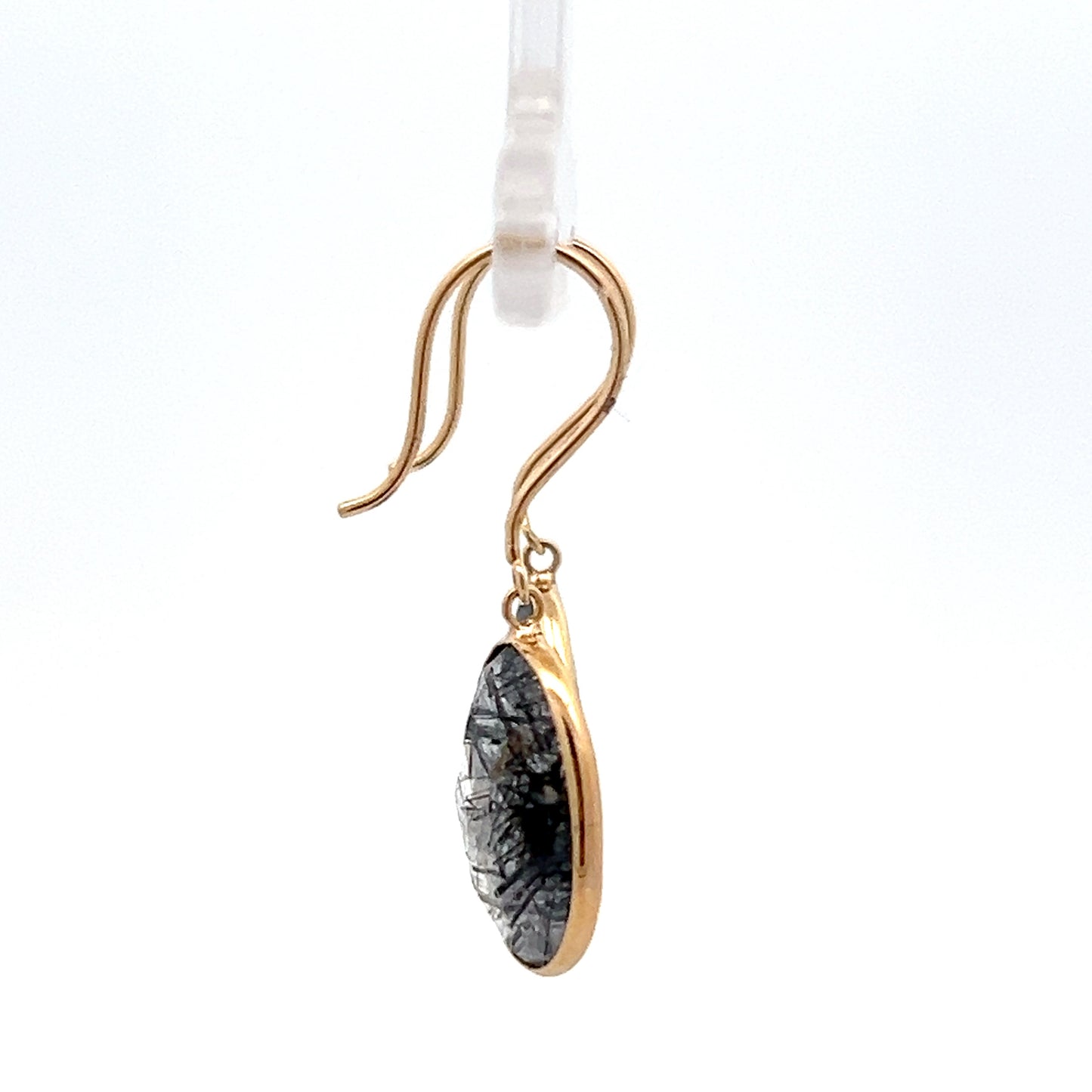 8.20 Tourmalinated Quartz Drop Earrings 14k Yellow Gold