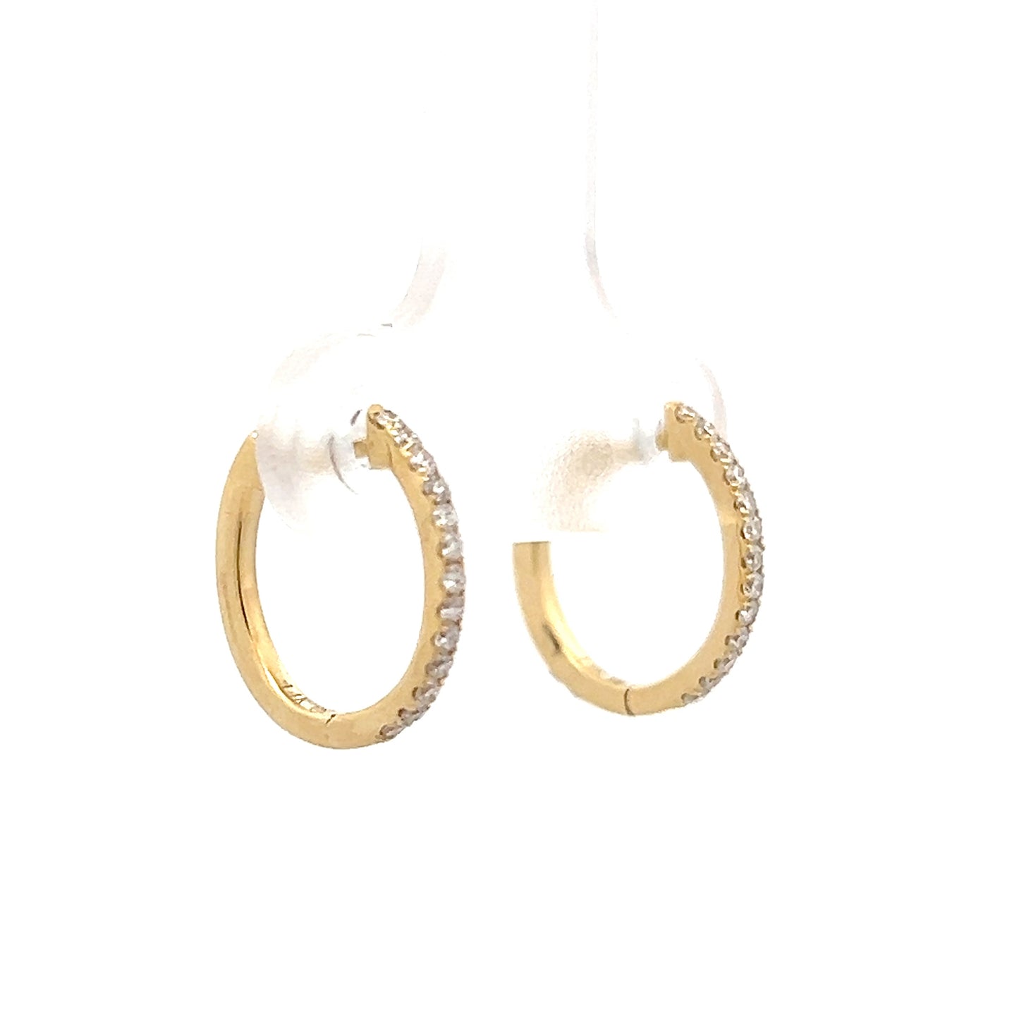 .16 Pave Diamond Hoop Earrings 14k Yellow Gold