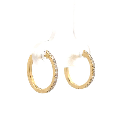 .16 Pave Diamond Hoop Earrings 14k Yellow Gold
