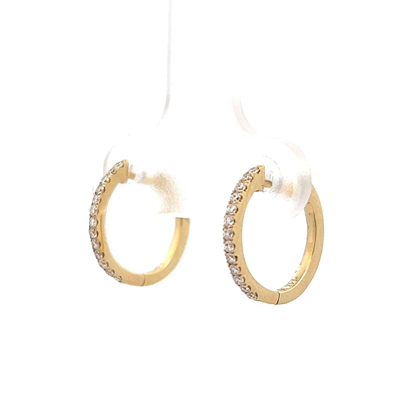 .16 Pave Diamond Hoop Earrings 14k Yellow Gold