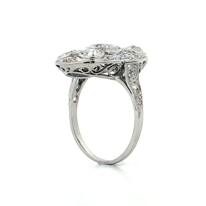 2.10 Vintage Old European Diamond Cocktail Ring Platinum