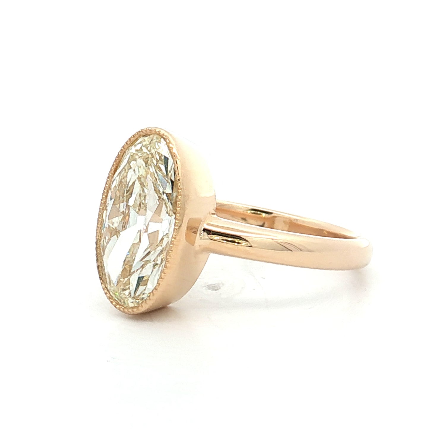 3 Carat GIA Moval Diamond Engagement Ring 14k